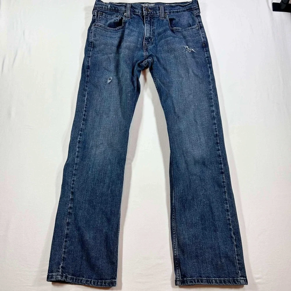 Signature by Levi Strauss S61 Relaxed Fit Mens Jeans 32x32 Blue Denim Distressed